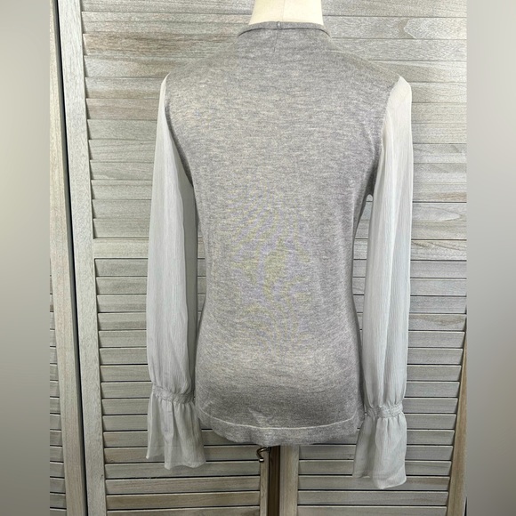 ETCETERA Cashmere Blend Roll Neck Sweater w Silk Sleeves Gray-Small - Picture 2 of 2